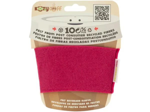 Bulk HH813 Fuchsia Kozy Cuff Felt Beverage Sleeve