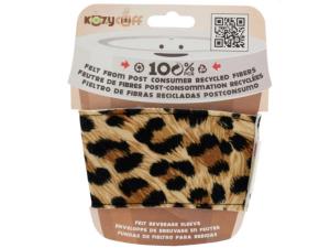 Bulk HH816 Leopard Kozy Cuff Felt Beverage Sleeve