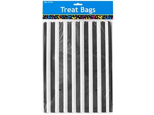Bulk Buys Striped Black and White Treat Bags - 12 Pack