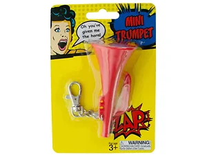 HI090 | Bulk Buys Bright Red Mini Trumpet Keychain with