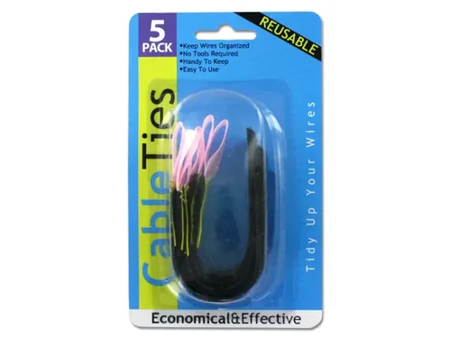 HT212 | Bulk Buys 5-Piece Reusable Hook and Loop Cable Ties