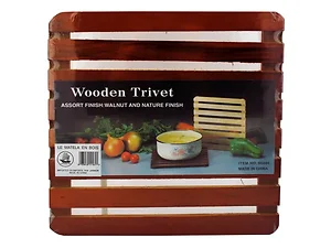 HT966 | Bulk Buys Square Wooden Trivet for Hot Pots and Pans