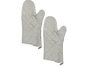 HW827 | Bulk Buys Quilted Silver Heat-Resistant Mitts Set