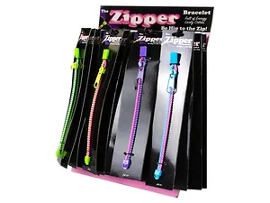 Bulk Buys Colorful Zipper Bracelet Countertop Display - 36