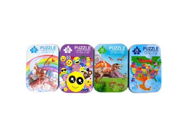 Bulk KA557 5quot;x7quot; Assorted 24pc Puzzles In Tin Can