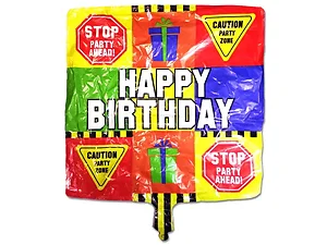 KH414 | Bulk Buys Construction-Themed Happy Birthday Mylar