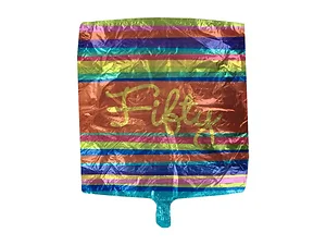 KI505 | Bulk Buys Colorful 'Fifty' Striped Mylar Balloon