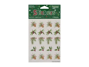 KJ195 | Bulk Buys Holiday Holly & Pine Sticker Pack - 80