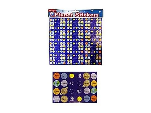 KK736 | Bulk Buys Colorful Planet Stickers for Kids - 360
