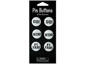 KK918 | Bulk Buys White Cheerleading Pin Buttons - 6 Pack