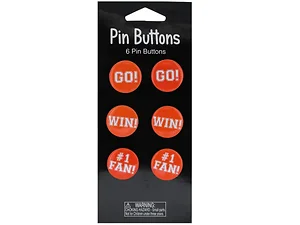 KK921 | Bulk Buys Orange Cheerleader Pin Buttons - 6 Count