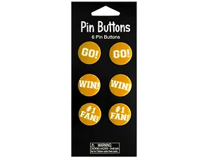 KK922 | Bulk Buys Cheerful Yellow Pin Buttons - 6 Pack for