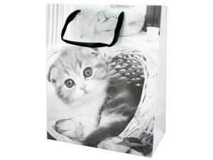 Bulk KL392 Large Black  White Puppies  Kittens Gift Bag