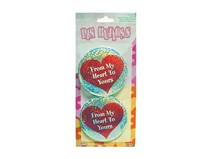 KS156 | Bulk Buys Romantic Heart-Shaped Pin Buttons - Set