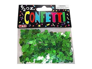 KS272 | Bulk Buys Green Metallic Confetti Hearts - 0.5 oz