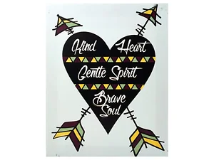 KL589 | Bulk Buys Kind Heart Canvas Wall Art - 11'' x 7.5''