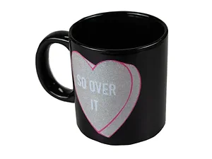 Bulk Buys Holographic Jumbo Black Ceramic Mug - 'So Over It'