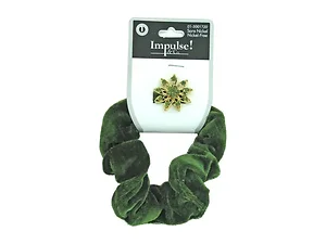 Bulk Buys Velour Scrunchies with Decorative Jeweled Pins