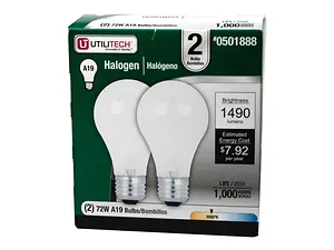 MA193 | Bulk Buys Utilitech 2 Pack A19 72W Halogen