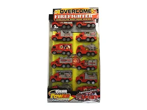 Bulk Buys Friction Fire Truck Playset with 12 Mini Trucks
