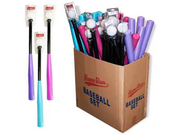 Bulk OB907 Plastic Baseball Bat And Ball Set Display