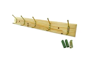 OB894 | Bulk Buys Elegant Wooden Wall Rack with Five Hooks