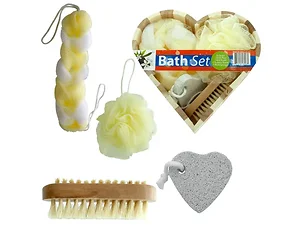 OC203 | Bulk Buys Heart-Shaped Bath Gift Set in Wooden Box