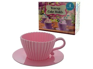 OC554 | Bulk Buys Cute Teacup Silicone Cake Molds Set - 4
