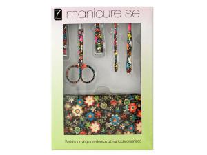 Bulk OD495 Manicure Set With Stylish Floral Carrying Case