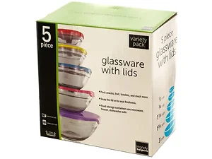 OD913 | Bulk Buys 5-Piece Nesting Glass Food Storage