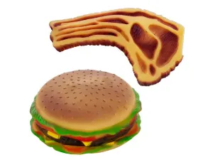 Bulk OD938 Squeaky Hamburger  Steak Dog Toy