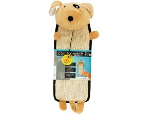 Bulk OF801 Plush Dog Shaped Cat Scratch Pad With Dangle Toy