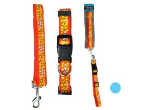 Bulk OF885 Bone Print Dog Leash  Adjustable Collar