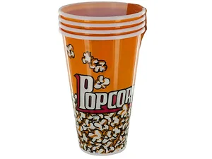 Bulk Buys Colorful Yellow Popcorn Bucket Cups - 4-Piece Set