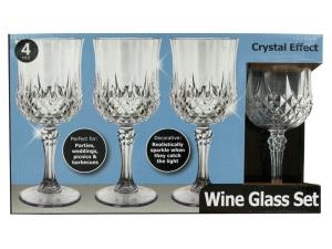 Bulk OH017 7 Oz. Crystal Effect Plastic Wine Glass Set