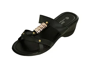 Bulk Buys Elegant Black Wedge Sandals with Stylish Gold