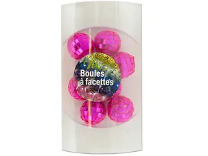 OL308 | Bulk Buys Sparkling Mini Pink Mirror Balls Set - 8