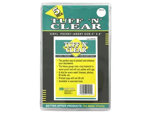 OP414 | Bulk Buys Heavy Duty Vinyl Pocket for 5 x 8 Items