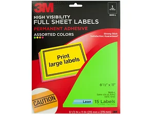 OP625 | Bulk Buys 3M Bright Color Full Sheet Laser Labels