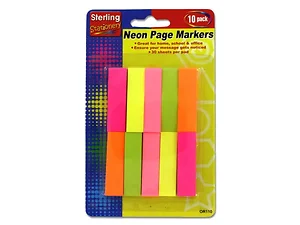OR110 | Sterling Bright Neon Sticky Page Markers - 10 Pads