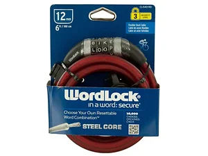 Bulk Buys WordLock 6' Flexible Steel Cable Bike Lock - Word