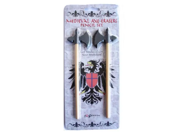 Bulk OP815 Medieval Axe Erasers Pencil Set