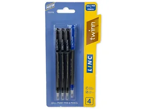Bulk Buys Linc Twin Ball Pen and Pencil Pack of 4