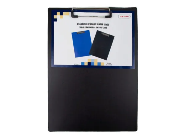 Bulk OP919 Single Sided Plastic Clipboard In Assorted Colors