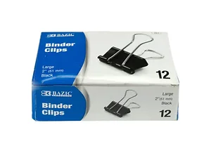 OP921 | Bulk Buys 2-Inch Black Binder Clips - 12 Pack for