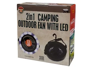 Bulk Buys 2 in 1 Camping Outdoor Fan with LED Light