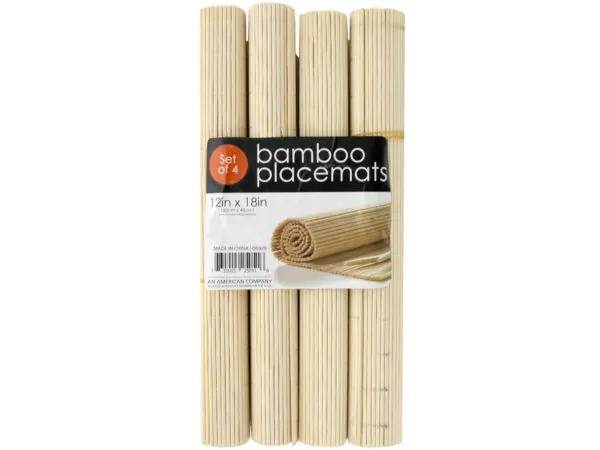 Bulk OS929 Roll-up Natural Bamboo Placemats Set