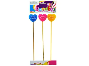 PA233 | Bulk Buys Colorful Birthday Pick Candles - Set of 3