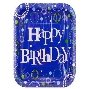 PA318 | Bulk Buys Happy Birthday Swirl Plates - 15 Count