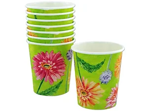 PA375 | Bulk Buys Daisy Pattern 7oz Cups - Pack of 8 for